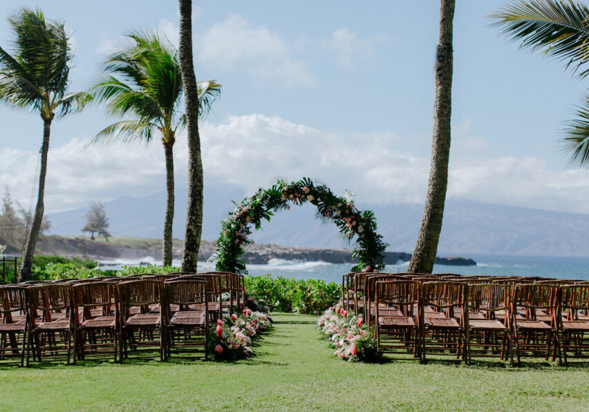 Floral Arch on Beach House Lawn