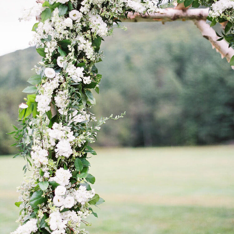 white floral arch