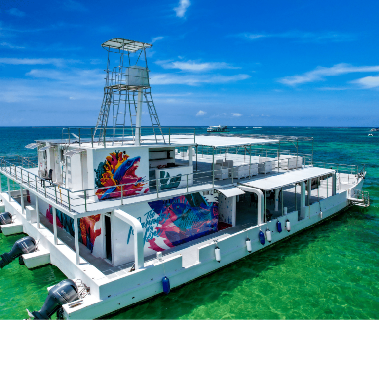 large boat with two levels on ocean